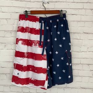 Bervely hills Polo American flag swim trunks size Small